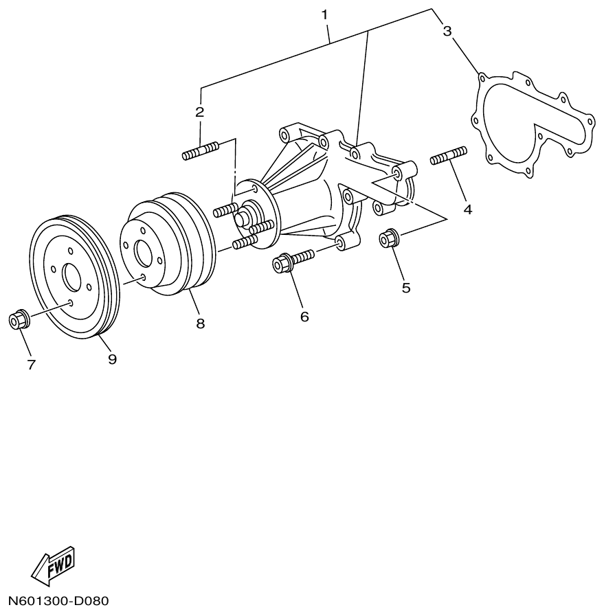 Yamaha ME422STIP2 (N601)STIP1(N611) WATER PUMP parts diagram